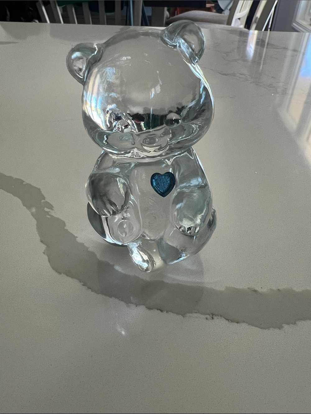 Vintage Fenton Art Glass bear with blue heart